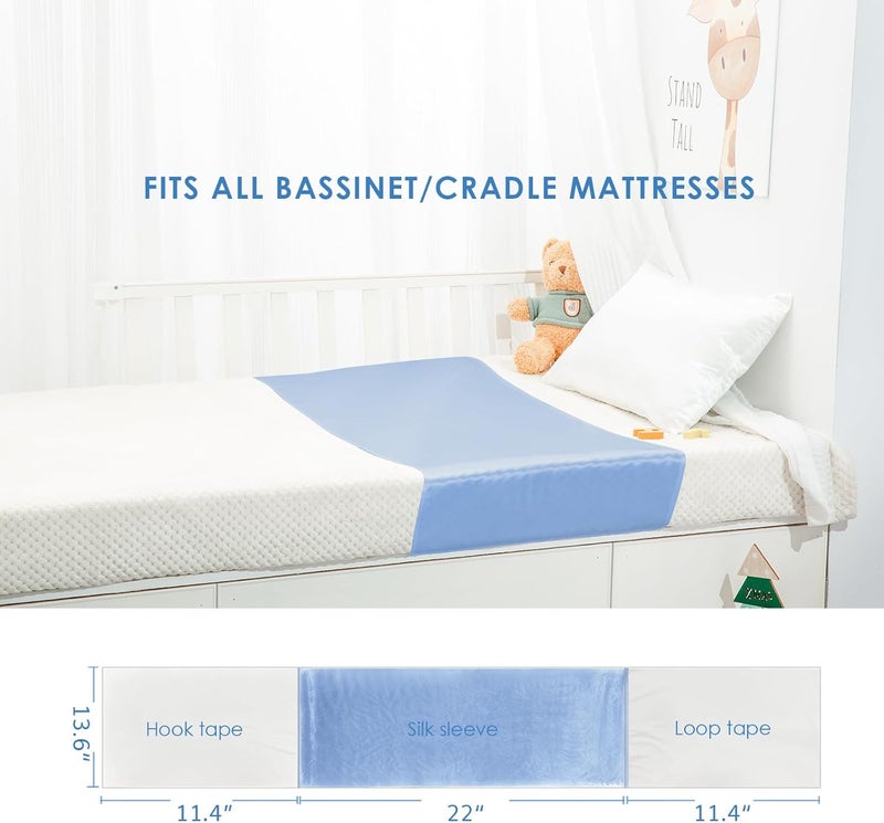 PROMEED 100% Mulberry Silk Bassinet Sleeve for Baby Bald Spots, Preminium 23 Momme Silk Bassinet Half Sheet for Baby Hair(Blue) - Image 5